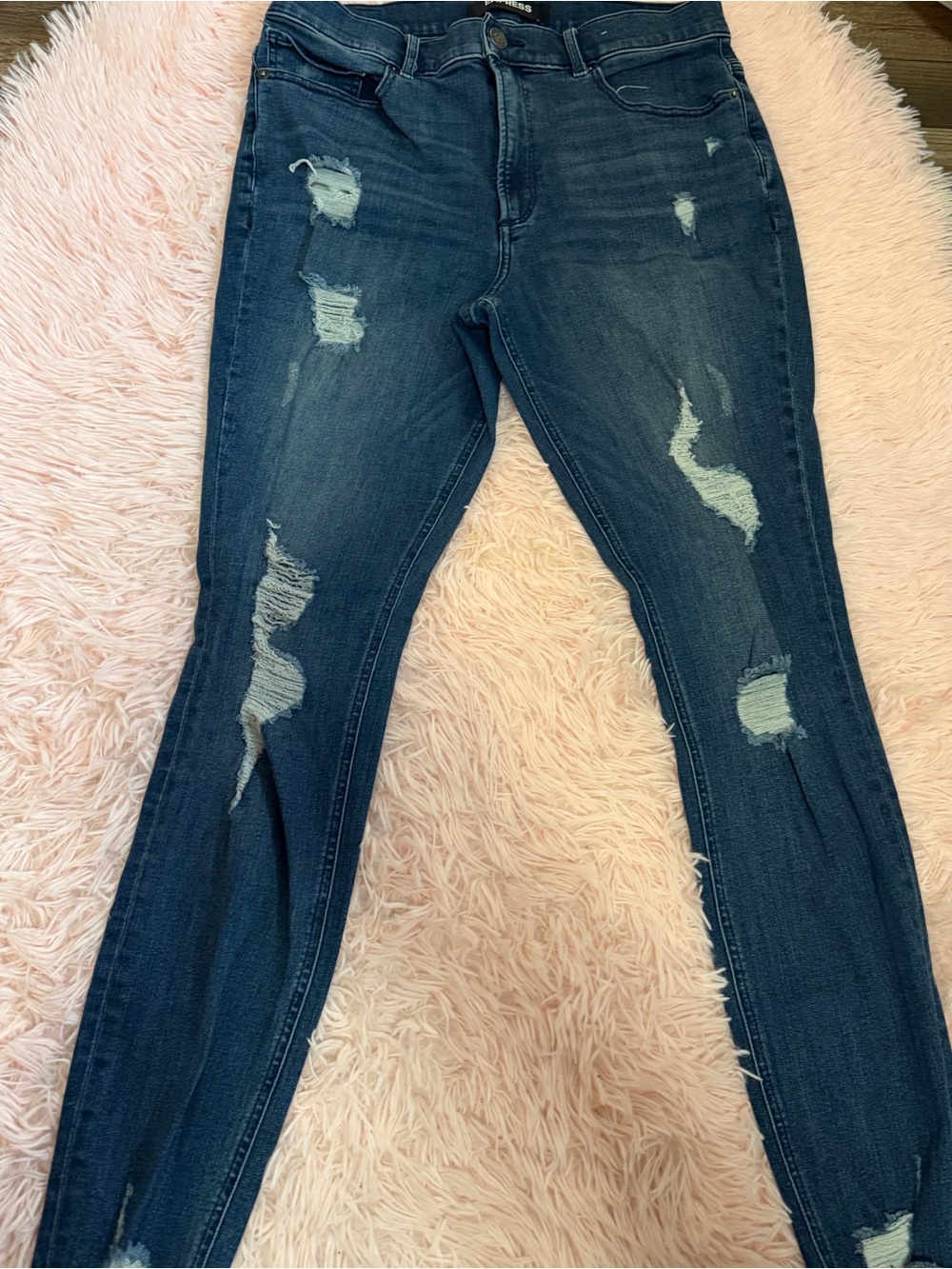 Express dark Blue Distressed Skinny Jeans - Women